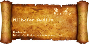 Milhofer Amália névjegykártya